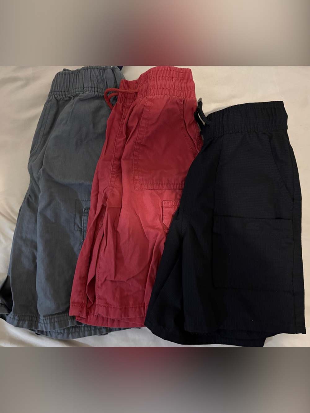 Kids Elastic-Waist Casual Shorts - Red, Gray, Black